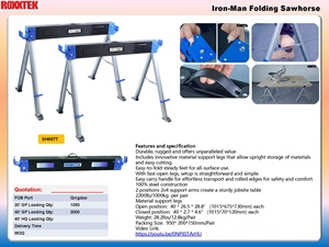 SH7200T regolabile Sawhorse pieghevole Sawhorse gemello 1000kg capacità Per coppia di regolazione dell'<span class=keywords><strong>altezza</strong></span> ha visto cavallo - Product Image 3