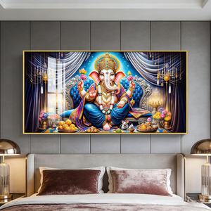 Pintura Decorativa de Pared de Lujo al por Mayor, Impresión HD, Nueva Pintura Islámica de Elefantes para Sala de Estar, Pintura de Porcelana de Cristal con LED - Product Image 1
