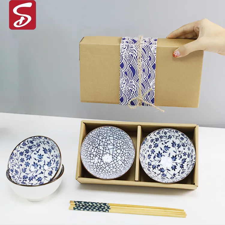 SHARDON Set von 2 schalen 4.5 Inch Japanese Porcelain Ceramic 12 unzen Bowls Assorted Color Multi Patterns für Rice Noodle Soup Salad