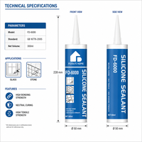 Scellant adhésif en silicone FEIDU FD-6000 pour l'étanchéité des fenêtres et des portes extérieures, résistant aux intempéries et aux UV, pour usage en construction