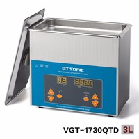GTSONIC VGT-1730QTD Pembersih Ultrasonik Digital 40kHz 3L 100W dengan Pemanas dan Timer, Bahan Stainless Steel untuk Rumah Tangga