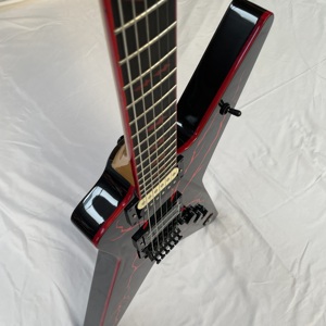 Ánh Sáng Màu Đỏ Guitar Tùy Chỉnh Guitar Điện 6 Dây Nhanh Chóng Tàu Trong Kho Màu Đen Washbu. N - Product Image 5