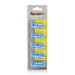 Soshine 23A Alkaline Battery 12V MN21 A23 21/23 23A MN21B (Pack of 5)