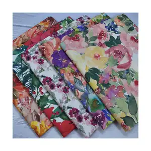 Custom digital printing London Floral Fabric lawn cotton woven poplin sateen twill canvas fabric for dress clothes