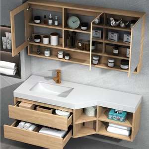 Italian Modern Design <b>Black</b> Lacquer Storage <b>Bathroom</b> Mirror <b>Cabinet</b> With Basin - Product Image 4