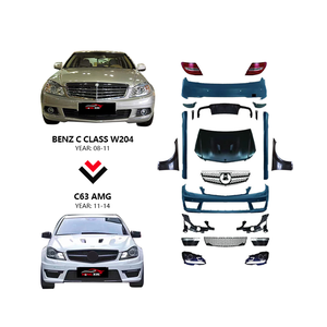 Juego completo de carrocería para Mercedes Benz Clase <span class=keywords><strong>C</strong></span> W204 C200 C260 C300 a C63 AMG, parachoques trasero delantero, rejilla, faldón lateral, faros delanteros - Product Image 1