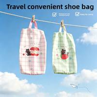 Bolsa de Viaje Tipo Tote Multifuncional, Plegable, con Rayas, Estilo de Dibujos Animados, Práctica Bolsa Organizadora de Ropa Colgante