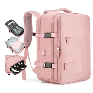 新款时尚高品质大号耐用防水尼龙粉色女式旅行鞋和女式隔热背包
