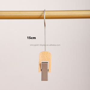 Benutzer definierte Logo Haar verlängerung Kleiderbügel Einzel clip mit Metall haken Schal Hut Kleiderbügel Einfache Holz Single Clip Kleiderbügel für Kleidung - Product Image 2