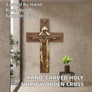 Padre, Hijo, Espíritu Santo, Cruz |   Escultura de Madera de Haya Grabada para Mesa |   Decoración Cristiana para el Hogar para Navidad - Product Image 2