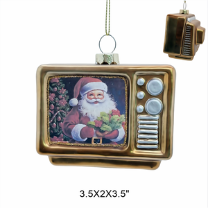 Adorno Navideño de Televisión Vintage, Figura de Televisión Retro con Estampados de Gnomo de Santa Claus para Decoración Navideña del Árbol de Navidad - Product Image 5