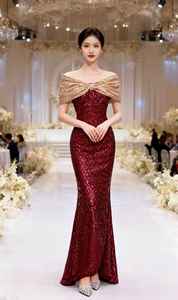 S4301L 新款时尚外贸露肩闪亮派对长裙精致舞会晚礼服 - Product Image 2