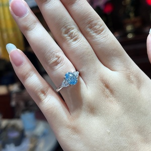 Qinglong Jewelry Custom 10K14K18K White Gold Synthetic Gemstones Classic Oval Cut 1ct Wedding & Party Fashion <b>Ring</b> for Women - Product Image 4