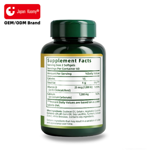 Fabricante de Suplementos Nutracéuticos de Calcio con Vitamina D3 Sin Gluten para el Soporte Óseo 1200 mg 120 Cápsulas Blandas - Product Image 6