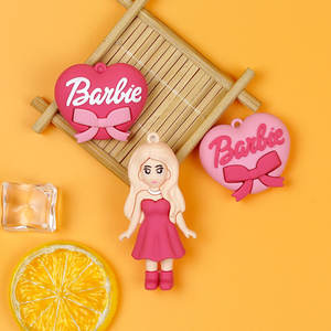 Cœur en caoutchouc rose bidimensionnel pour porte-clés, pendentif <span class=keywords><strong>de</strong></span> sac à dos, ornements suspendus pour poupée, motif dessin animé - Product Image 2