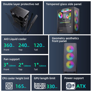 มนุษย์หิมะเคสพีซีเล่นเกม atx/ M-ATX ชิ้นเคสคอมพิวเตอร์ Towers สีดำคลาสสิกเคสคอมพิวเตอร์เกมพีซี ATX - Product Image 3