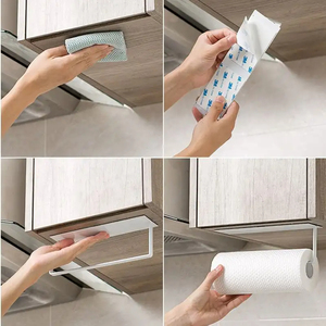 <span class=keywords><strong>Porta</strong></span> carta igienica adesiva 304 acciaio inossidabile spazzolato oro portasciugamani di carta appendiabiti nero da bagno lungo fazzoletto da cucina - Product Image 6
