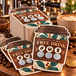 Tarjeta Promocional de Café Personalizada con Revestimiento Antiarañazos, Tarjeta de Rascar para Ganar Bebidas al Instante - Product Image 6