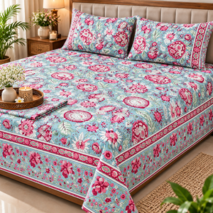Juego de sábanas de algodón premium con diseño estampado, tela suave para dormitorio, hogar, hotel, habitación de huéspedes, colección de ropa de cama - Product Image 1