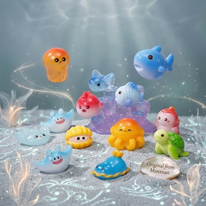 Bestseller: Decorazioni Pastello Stile Mermaidcore, Vivaci Animali Marini in Resina, Collezione Giardino Marino, Artigianato Educativo - Product Image 1