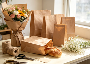 Eco-Friendly Recyclable High-End Multi Size Stand up Kraft Paper Food Bags Made of Thick Virgin Kraft Paper with Folded Bottom - Product Image 3
