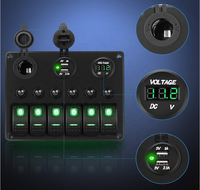 Panneau d'interrupteur de voiture 6 gangs étanche 12V-24V DC sélecteur de puissance marine panneau d'interrupteur à bascule avec prise de chargeur USB pour bateau Jeep RV