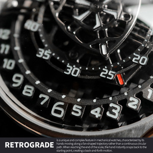 นาฬิกาข้อมือระบบกลไกอัตโนมัติ พรีเมียม รุ่น Retrograde หน้าปัดคาร์บอนไฟเบอร์ กระจกโดม สายยาง สำหรับผู้ชาย รุ่น SM1078 - Product Image 2