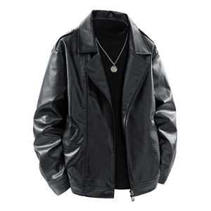 Giacca da Moto in Pelle Goffrata Coccodrillo per <span class=keywords><strong>Uomo</strong></span>, Cappotto Biker con Zip Asimmetrica, Giacca Casual Streetwear in Pelle PU per <span class=keywords><strong>Uomo</strong></span>, 3 Colori - Product Image 2