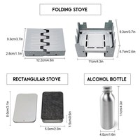 Réchaud en acier inoxydable d'extérieur avec bouteille, mini-grill portable, fourneau à alcool pliable, grill de poche à alcool, réchaud de camping