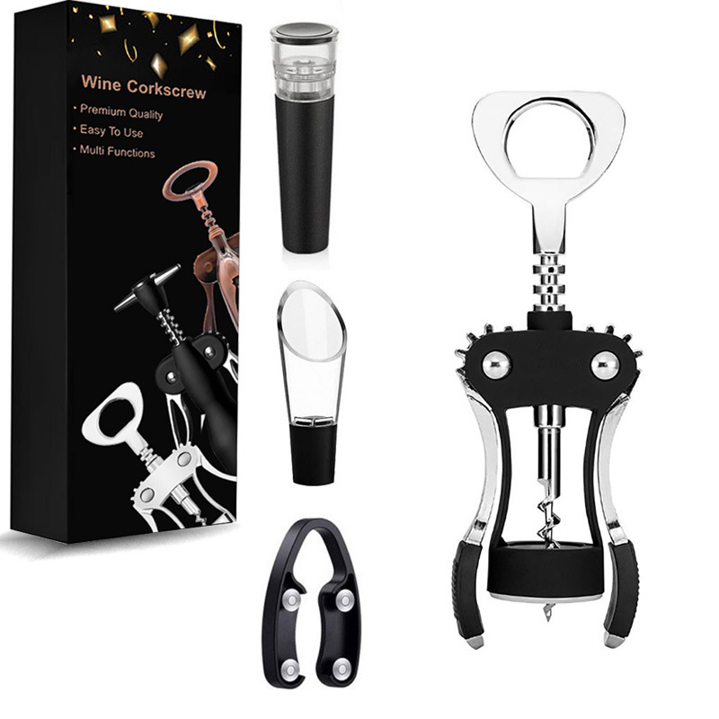 Ouvre-bouteille Wing noir, coffret de 4 pièces.