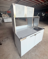 Bar Teh Susu Kustom 1,2 Meter, Dilengkapi Rak dengan Lemari dan Wastafel, Terbuat dari Baja Tahan Karat 201.