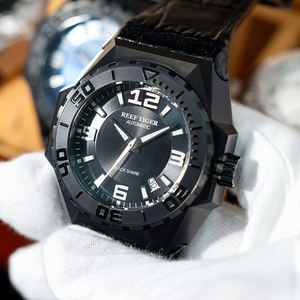 Reloj Deportivo Reef Tiger para Hombre, Totalmente Negro, Automático, Mecánico, con Correa de Cuero, Reloj Masculino RGA6903 - Product Image 3