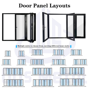 Puertas plegables insonorizadas para interiores residenciales <span class=keywords><strong>Terraza</strong></span> A prueba de huracanes Aluminio Doble plegable Balcón <span class=keywords><strong>Puerta</strong></span> de acordeón de vidrio - Product Image 4