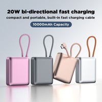 Dernière 10000mAh plus petite banque de puissance en aluminium PD20W batterie externe chargeur portable batterie externe à écran LED avec câble de type C intégré