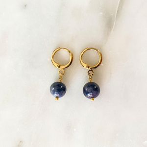 Luxury Blue Sapphire Diamond Hoop <b>Earrings</b> for Women September Birthstone Jewelry – Natural Gemstone Bead Dangles <b>Earring</b> - Product Image 1