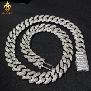 Cadenas de Plata de Ley 925 de 18 mm para Raperos, Estilo <span class=keywords><strong>Cubano</strong></span> Iced Out con Moissanita, Pasa la Prueba del Diamante, Cadena de Moissanita VVS - Product Image 2