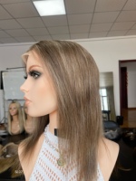 Perruque SHY Sheitel entièrement nouée à la main, bonnet médical, cheveux humains de qualité supérieure, longueur courte, style mi-longueur aux épaules, fabricant