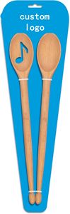 Vaisselle unique personnalisée cuillère <span class=keywords><strong>à</strong></span> fentes baguettes <span class=keywords><strong>de</strong></span> <span class=keywords><strong>tambour</strong></span> ensemble <span class=keywords><strong>de</strong></span> baguettes en forme <span class=keywords><strong>de</strong></span> cuillères en <span class=keywords><strong>bois</strong></span> réutilisables et lavables - Product Image 3
