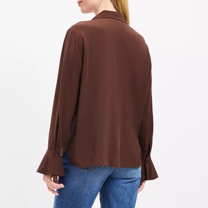 Blusa de lazo con cuello en V de primera calidad, ropa de calle, camisa de mujer de manga larga, blusas de oficina para damas - Product Image 3