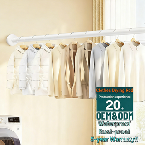 Tringle à rideau de douche pour vêtements, sans perçage, extensible, sans dommage pour les murs, rétractable, ventouse télescopique, séchoir - Product Image 1