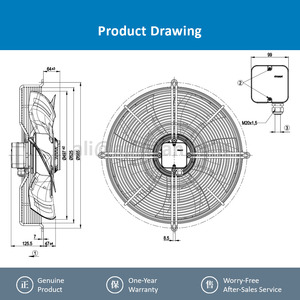 Ventilador Axial de Refrigeración para Condensador, 500mm, 400VAC, 0.69/0.4A, 270/190W, 930/800RPM, para S6D500-AJ03-01 - Product Image 4