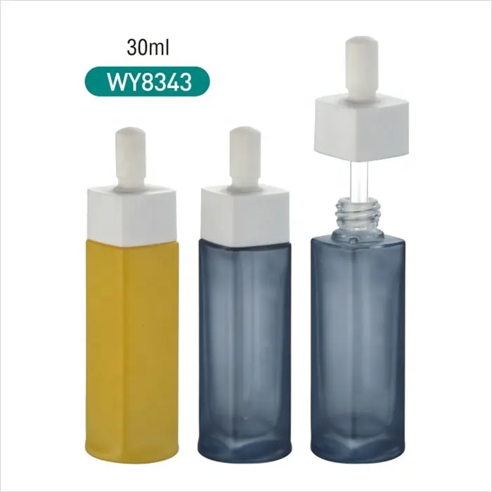 Botol tetes kaca persegi mewah untuk serum eye drop botol wadah minyak esensial 30ml