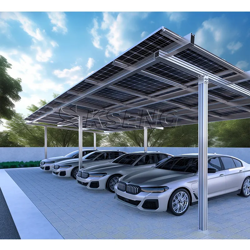 Best Verkopende Nieuwe Design Ground Mount Solar Car Port Solar Car Parking Canopy Solar Zonnescherm Carport Parking