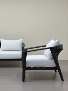Modern Outdoor <b>Armchair</b> With <b>White</b> Cushions Aluminum Frame Waterproof One Seat Garden Sofa - Product Image 4