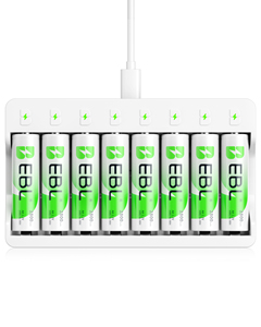 EBL Nouvelle Batterie Rechargeable Portable Intelligente et Rapide 2800 mAh Double AA NiMH avec Chargeur USB Type C 5V2A - Product Image 1