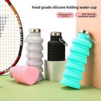 Gourde pliable en silicone en forme de cœur pour activités de plein air, sport et voyage, portable, extensible et rétractable pour adultes, style occidental