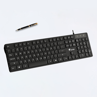 Nuevo Teclado de Computadora con Cable, Conexión USB, Teclas de Perfil Bajo, Resistente al Agua y a Derrames, para PC, Laptop y Oficina