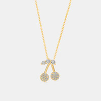 Daidan 925 zilveren hanger met kubieke zirkonia, verguld met gouden ketting, fruitkersenketting