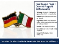 Broche de revers en métal OEM, double drapeau ondulant Allemagne-Italie, émail dur, cadeau diplomatique