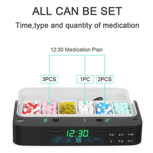 Distributeur <span class=keywords><strong>de</strong></span> pilules intelligent portable avec alarme, organiseur <span class=keywords><strong>de</strong></span> médicaments avec <span class=keywords><strong>7</strong></span> alarmes par jour, boîte à pilules intelligente avec 6 compartiments - Product Image 6